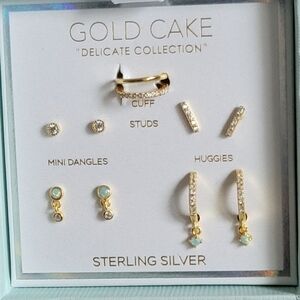 GOLD CAKE Steeling Silver Mini Earrings, Brand New, 5 Pairs